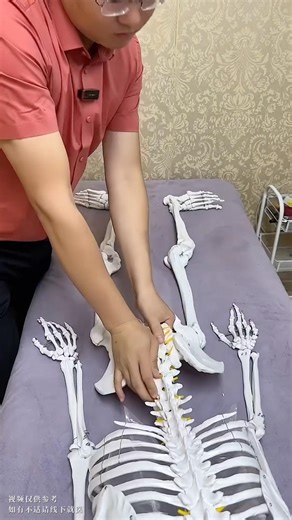 Therapist Teaching Spine Anatomy with Skeleton Model #asmr #massage #spa #sports