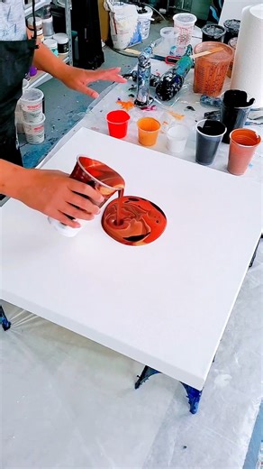 198K views · 3.8K reactions | This one is paint and water only! I wanted to do a painting with just one big pop of color. I like the brown color that was created from my table scrapings too! This one is soft and subtle with a river of gold in the center. #art #artwork #painting #artist #acrylic #paint | MollysArtistry | Facebook