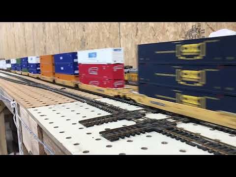 Triple stack CSX train with Ho Scale.