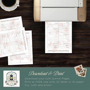 Funeral Planning Template Printable | Floral Memorial Organizer | Celebration of Life Binder Pages | PDF Download