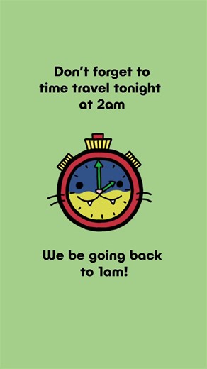 Time travel time! 🐱⏰ Don’t forget to fall back! #cartoon #cutecat #catanimation