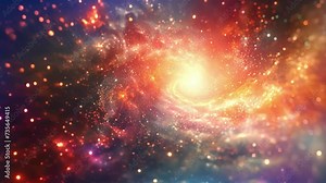 An otherworldly spectacle unfolds as uncountable shimmering particles converge to shape a galactic tapestry illuminating the infinite expanse of the universe. Stock Video