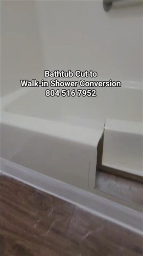 Newport News VA Bath Tub to Shower Conversion #tubtoshower #walkinshower #bathtubcut #HamptonVA