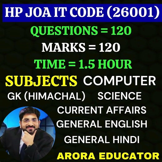 JOA IT 2026 Notification | #aroraeducator #joaitcomputer #joait #hprca #notification #computer