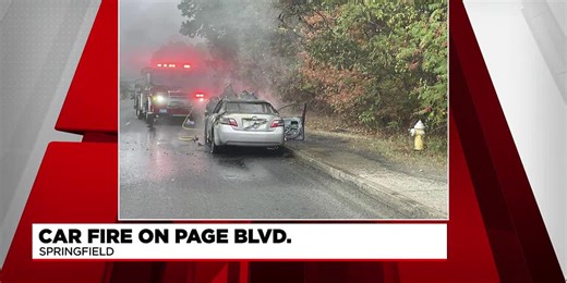 Crews battle Springfield car fire
