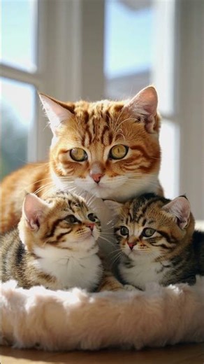 Mommy Cat & Kittens Cuddling 💖 | Cute Cat Moments 🐾