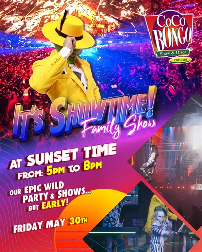 30K views · 118 reactions | Save the date and get ready to enjoy Coco Bongo at sunset in 헖헔헡헖헨헡 on 헠헔헬 ퟯퟬ헧헛! 拾 This is a special event where you can enjoy our shows early!  Buy your tickets now  https://bit.ly/CocoBongo_Sunset #CocoBongoShow | CocoBongo | Facebook