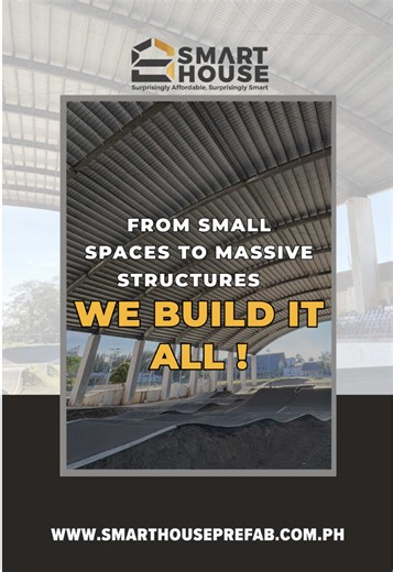 🚀 From Prefab Container Houses to Massive Construction Projects — SMARTHOUSE delivers strength, speed, and smart solutions! 🏗️ Prefab Container Houses 🏭 Warehouses 🛠️ Steel Structures 💪 Large-Scale Construction Projects LAHAT KAYANG-KAYA NAMIN! 📌 Branches: Manila, Cebu, Davao, Iloilo 🌐 www.smarthouseprefab.com.ph 📲 Follow us on FB, IG, YouTube & TikTok! #SmarthousePrefab #PrefabContainerHousePhilippines #ContainerHouse #PrefabWarehouses #PreEngineeredSteelStructure