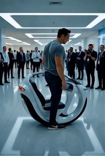 Elon Musk Tests a One-Wheel Tesla Car at Expo 😱 #ElonMusk #Tesla #AIVideo #AIConcept #ViralVideo