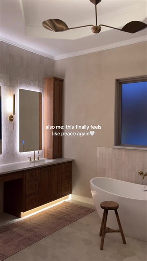 Not the renovation we planned, but the one we needed🤍 Our primary bathroom is finally complete after 7 months. Everything is linked in my LTK tile details below. Wall tile: @Floor & Decor Zellige Oat Ceramic Tile 2 1/2 x 8 Shower tile: Floor & Decor Napoli Sand Matte Porcelain Tile 24 x 48 Floor tile: Floor & Decor Astoria Ivory Matte Porcelain Tile 24 x 48 #bathroommakeover #bathroomrenovation #bathroomreno #organicmodern #masterbath