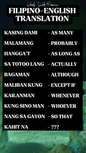 Learn Filipino Words Through English Translation