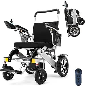 Electric Wheelchairs for Adults Lightweight Foldable, 220 Lb Weight Capacity Collapsible Wheel Chairs, All Terrain Motorized Wheelchair for Seniors, Travel Folding Power Wheelchair