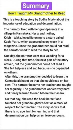 How I Taught My Grandmother to Read, Summary, Class 9, English, New NCERT,CBSE, Kaveri