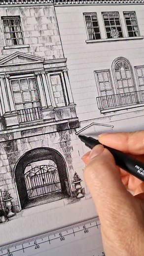I've been back working on the large scale drawing of Brock Street in Bath, UK today. I started this drawing last January but have been too busy to work on it. I'm now up to house no 5 of 7 - yayy slowly making progress ✍️🏻 Paper: Fabriano cartridge paper. Cut from a roll. Pen: UniPIN #demilangart #drawingartist #draweveryday #artcollections #penandinkdrawing #pendrawings #architecturesketch #architecturelover #architectureillustration #detaileddrawing #detailedart #bathuk #cityofbath #somersetl
