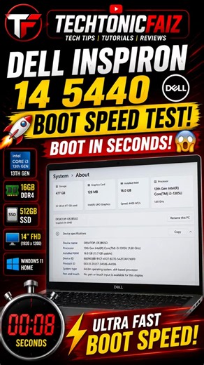🚀 Dell Inspiron 14 5440 Boots in Seconds! 😱 i3 13th Gen + 16GB RAM #shots #shortsfeed