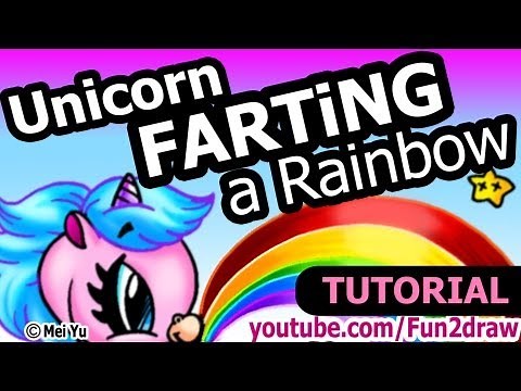 Unicorn FARTING a Rainbow - Drawing Tutorial Version | Fun2draw Online Art Lessons to Learn at Home