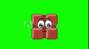 chocolate bar cartoon with a smiling face with heart eyes, emoji emoticon animation