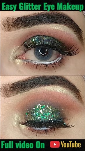 Easy Glitter Eye Makeup Tutorial for Beginners | Glitter Eyeshadow Makeup |Chunky Glittery Eyeshadow