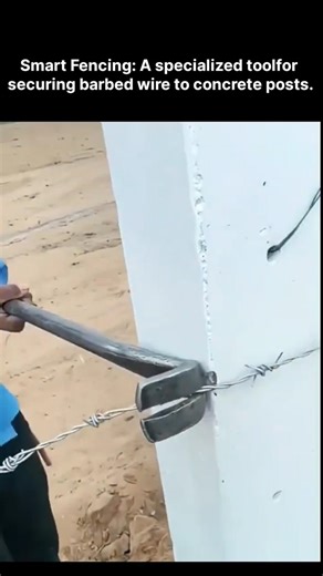 Smart Fencing: A specialized tool for securing barbed wire to concrete posts.