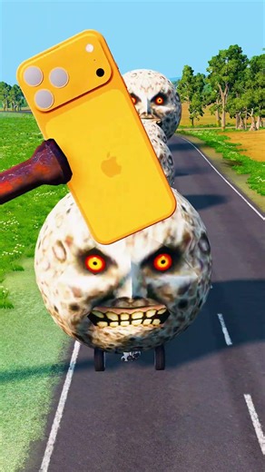 Big & Small Moon Cars vs Giant Hammer - BeamNG.drive