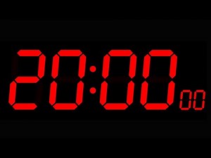 20-Minute Countdown Timer ( Big Digit Red Color, Black Background ) / 20 Minute (No mid-video ads)