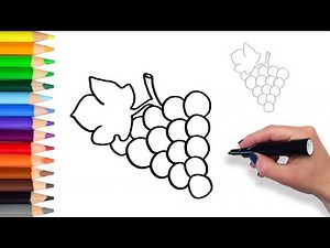Learn How to Draw Grapes | Teach Drawing for Kids and Toddlers Coloring Page Video