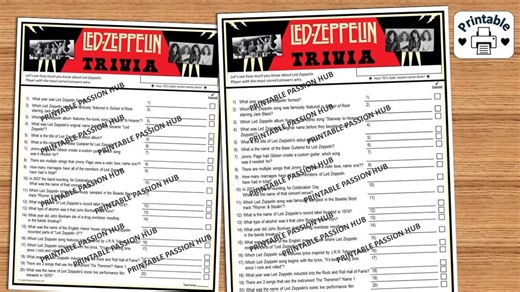 Led Zeppelin Trivia Game, Rock Music Quiz (PDF Pattern) - Etsy Australia