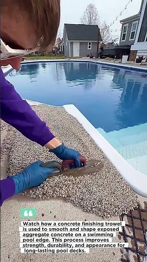 Satisfying Pool Edge Concrete Finishing | Exposed Aggregate Trowel Work