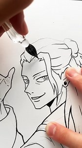Inking Anime Art Using a Glass Dip Pen