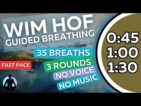 WIM HOF Guided Breathing | 35 Breaths 3 Rounds Fast Pace | Up to 1:30min | No Voice No Music