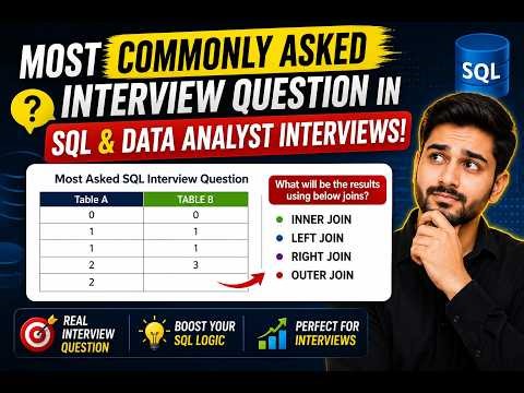 Most Commonly asked JOINS Interview question asked in SQL and Data Analyst Interviews