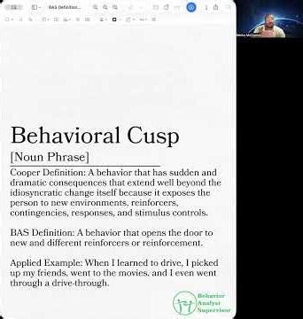 BAS Definition: Behavioral Cusp