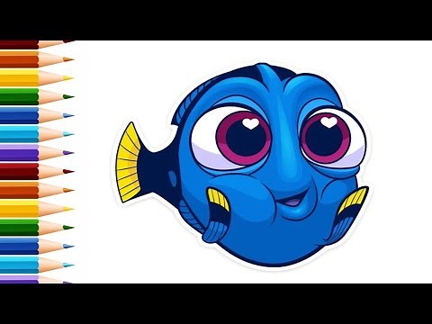 🐟 Como dibujar a DORY KAWAII| How to draw BABY DORY From Looking For Dory| How to draw CUTE DORY 🐟