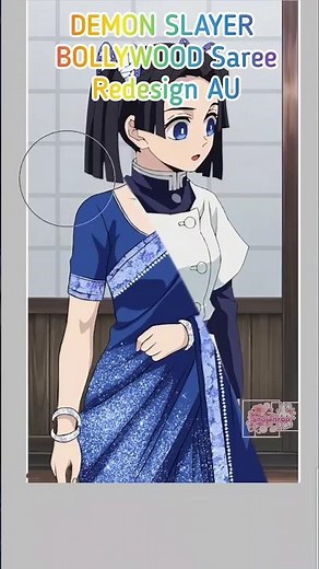 DEMON SLAYER Indian Saree Redesign AU#anime #shinobu #demonslayer #kny #knyoc #fy #youtubeshorts #oc
