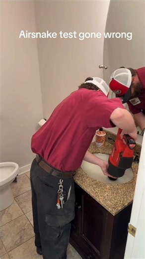 🪠 Testing new tools comes with a few surprises! Our Milwaukee Air Snake gave us an unexpected moment, but that’s all part of perfecting our craft and delivering the best results for our customers. 💨💦 #PlumbingProfessionals #PlumbingLife #BehindTheScenes #PlumbingTeam #ProfessionalPlumbers #QualityWork #HomePlumbing | Bill Frusco Plumbing Heating and Air Conditioning