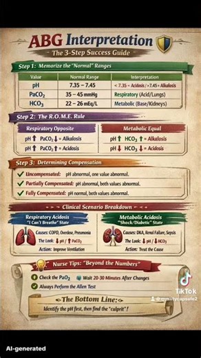 ABG Interpretation: The 3-Step Success Guide 🛡️ #cphq