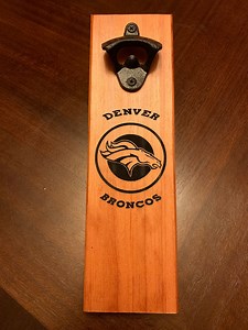 Denver Broncos Engraved Bottle Opener: Solid Wood With Magnetic Cap Catcher - Etsy