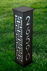 Solar Powered Address Sign: Modern Outdoor Number Post in Maze Design - Etsy