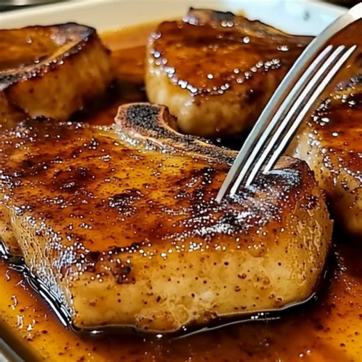 Brown Sugar Baked Pork Chops Ingredients: 1. 4 thick-cut pork chops (about 1 inch thick) 2. 4 tbsp brown sugar, packed 3. 4 tbsp butter 4. 1 tbsp soy sauce 5. 1 tbsp Worcestershire sauce Directions: 1. Preheat Oven: 1.1. Preheat your oven to 375°F (190°C). Get a baking dish ready. 2. Prepare the Glaze: 2.1. In a small saucepan, melt the butter over low heat. 2.2. Stir in the brown sugar, soy sauce, and Worcestershire sauce until well combined. 3. Coat the Pork Chops: 3.1. Place the pork chops in