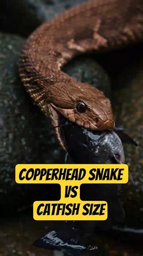Copperhead Snake vs Catfish | Rare Feeding Behavior in the Wild. #wildlife #shezanmahmud #shorts