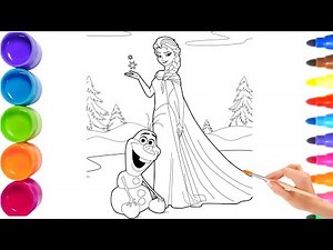 Princess Elsa frozen drawing for kids 🌈🎊Cute Elsa coloring pages for kids and toddler ❤️👸