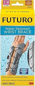 Futuro Water Resistant Wrist Brace, Firm Stabilizing Support, Left Hand, Small/Medium