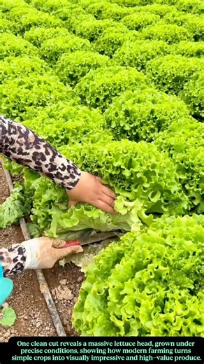 Harvesting Giant Lettuce That Looks Like a Green Plate Grown by Smart Farming #labor