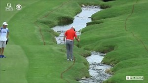 Jon Rahm seriously hit a BACKWARDS SHOT to perfection during the PGA Championship. | CBS Sports