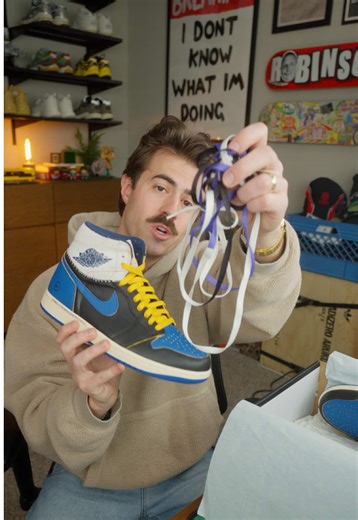 I need your help 😅 Which laces would you rock in the Union x Fragment x Air Jordan 1? 👀 #unboxing #mensfashion #sneakers