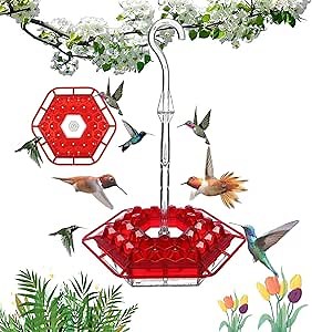 Hummingbird Feeders for Outdoors, 2024 New Hummingbird Feeder - Ant and Bee Proof - for Outdoor Hanging Bird Feeder for Patios and Gardens (Red, 1PC)