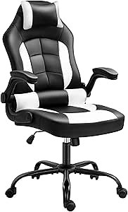 Gaming Chair, Cadcah Ergonomic Computer Chair Reclining High Back Office Chair Height Adjustment Desk Chair with Armrests Headrest and Lumbar Support PC Gaming chair for Adults Teens Men Women (White)