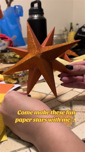 Found a video on how to craft these paper stars so I spent an hour making mini versions and hanging them! #paperstars #papercraft #crafting #holidaycrafts