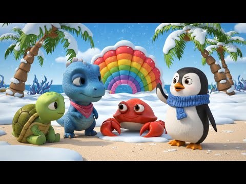 Dino, Turtle & Crab Meet a Penguin: A Magical Winter on a Frozen Tropical Island? 🐧✨