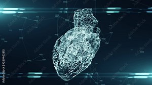 Human Heart medicine organ transplant printing simulation 3D animation